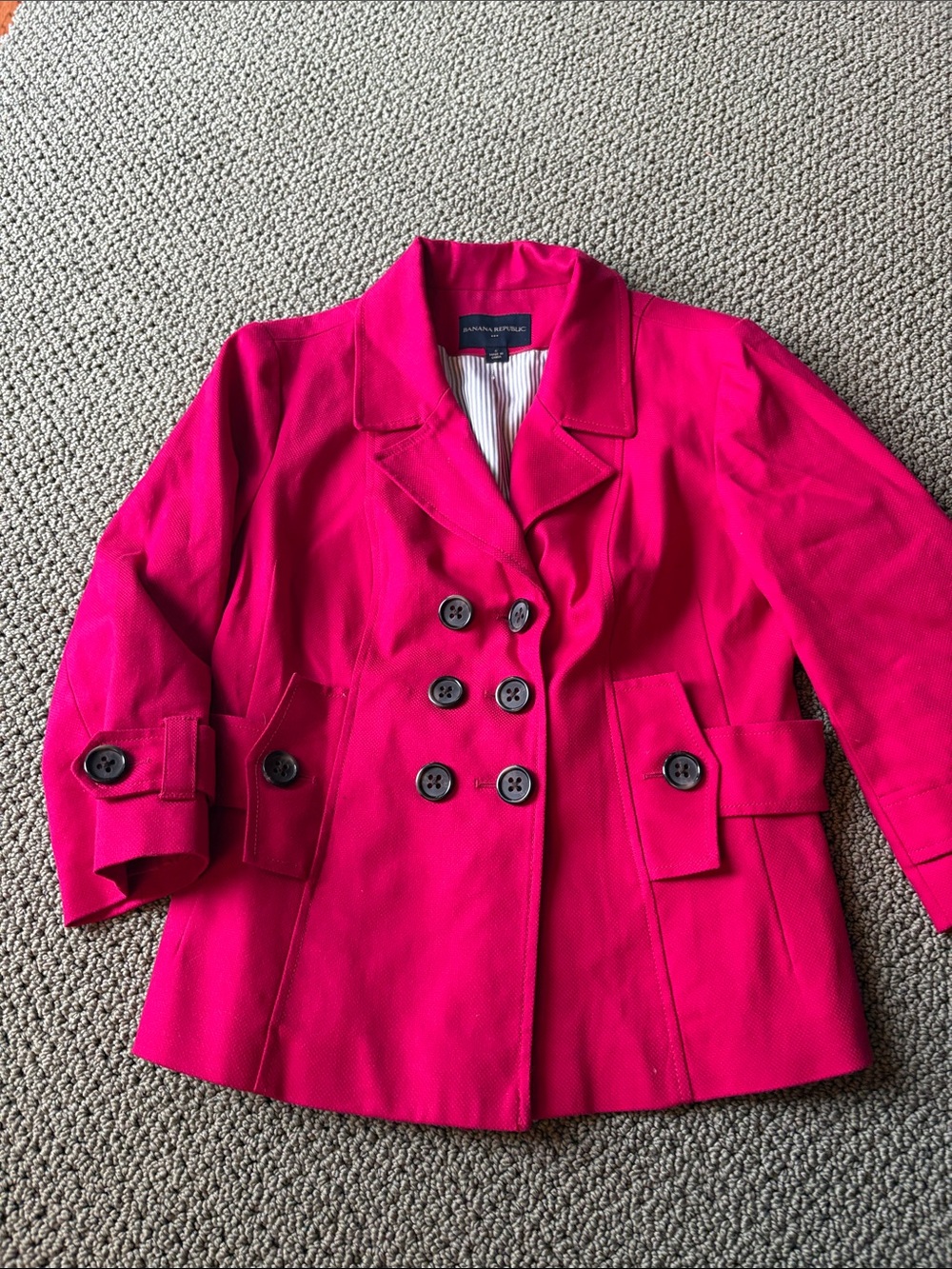 WHBM Sz  6 double breasted pink blazer lined cotton belted on back pockets